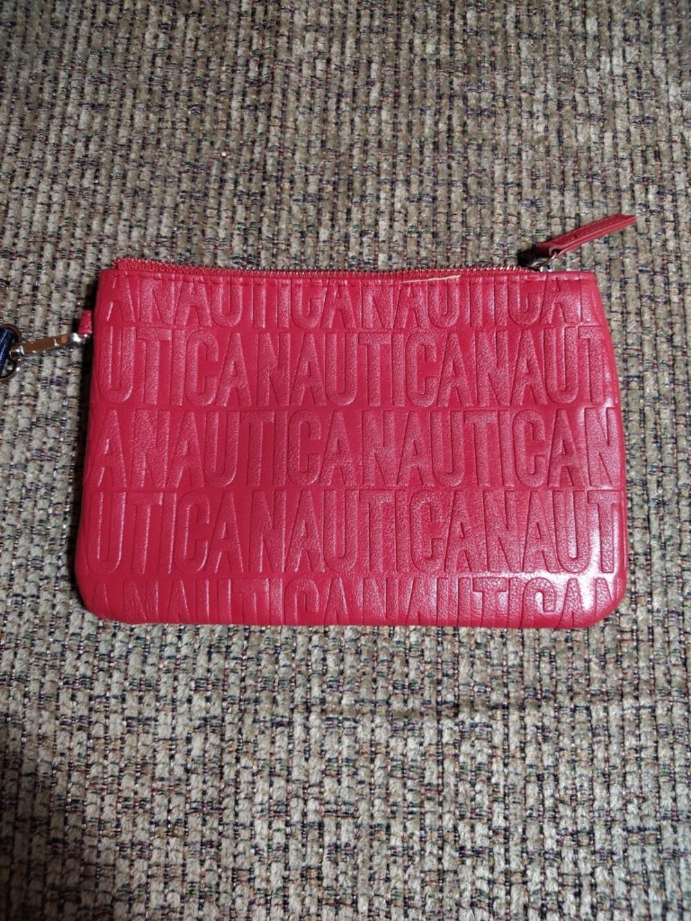 Nautica Red Logo Zip Wallet RFID Blocking w/ ID Window & Card Slots